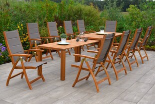 Merxx Acapulco Gartenmöbel Set 11 teilig | Sitzgruppe 10 Personen Ausziehtisch 