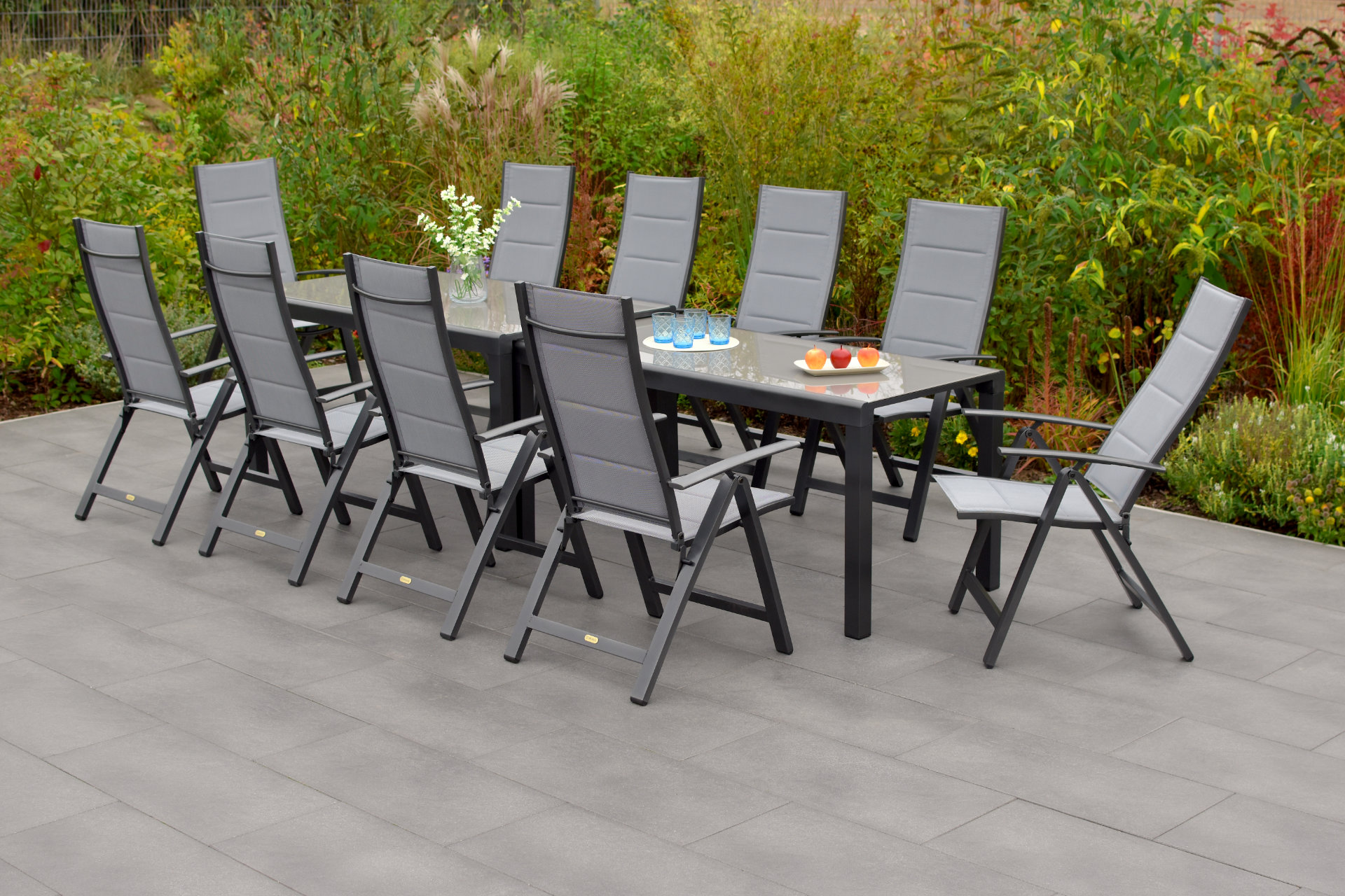 Merxx  Gartenm&ouml;bel Set 11tlg. Florenz Set mit Flexausziehtisch und Gartenst&uuml;hlen 