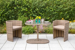 Merxx Ancona Sitzgruppe Garten & Balkon | Set 3 tlg. Tisch und zwei Stühle 