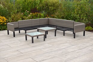 Merxx Lounge Set Amantea | Ecksofa doppelt ausziehbar, zwei Tische, Sitzkissen 