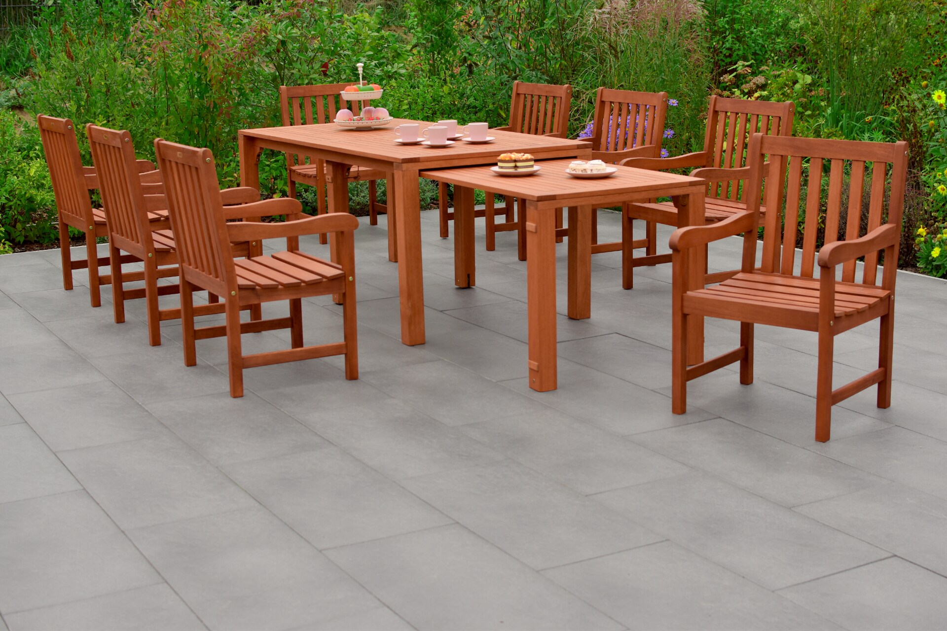 Merxx Santos Set 9tlg. Flex Ausziehtisch 