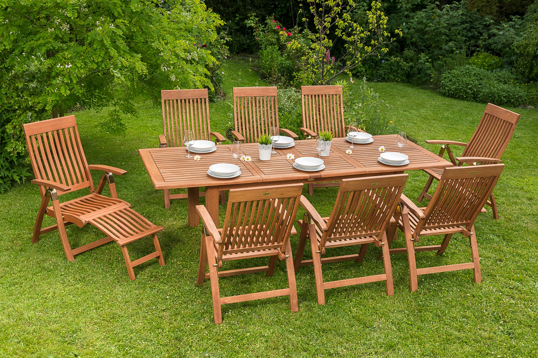 Merxx Comodoro Set 9tlg. Doppel-Ausziehtisch 