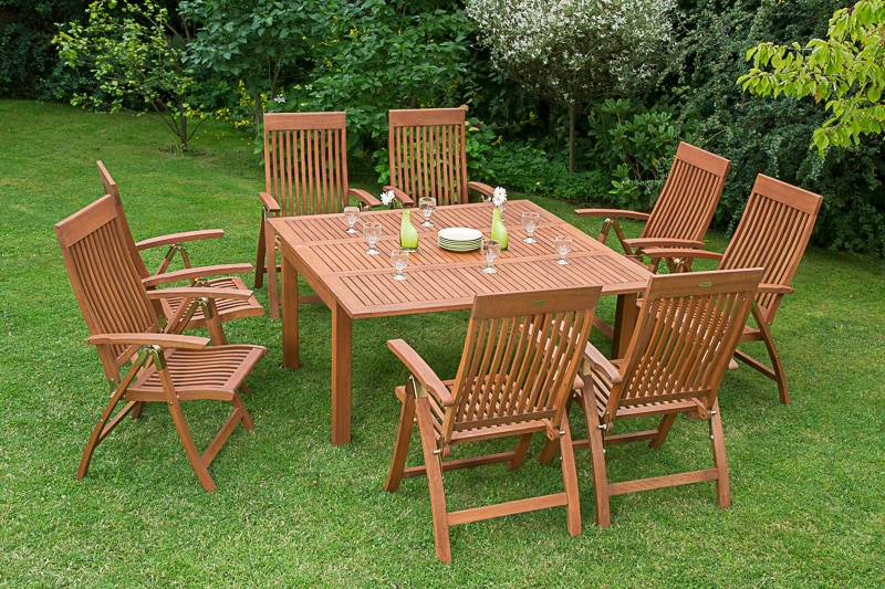 Merxx Comodoro Set 9tlg. Quadrat Ausziehtisch 