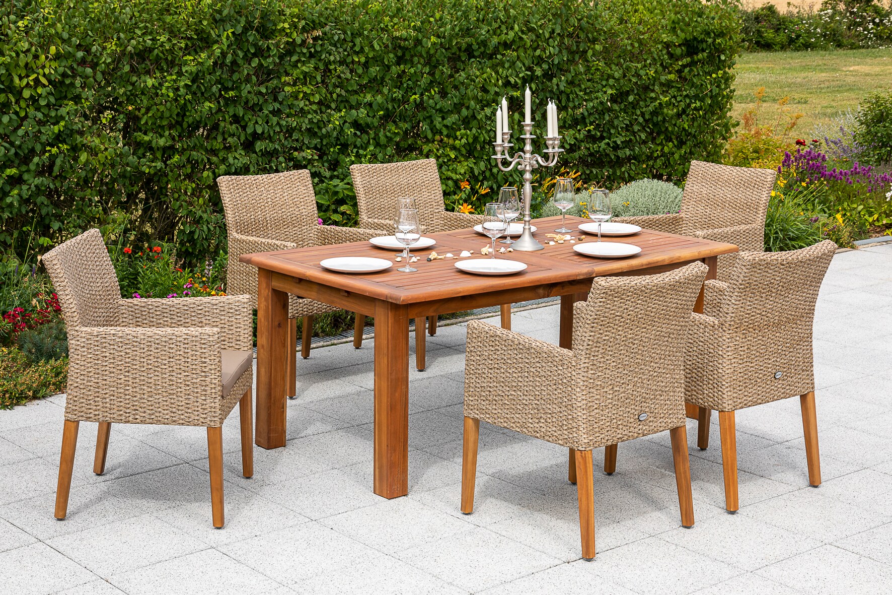 Merxx Ranzano Set 7tlg. Doppelausziehtisch 