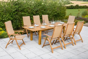 Merxx Capri Gartenmöbel Set | Sitzgruppe 8 Personen mit Doppelausziehtisch 