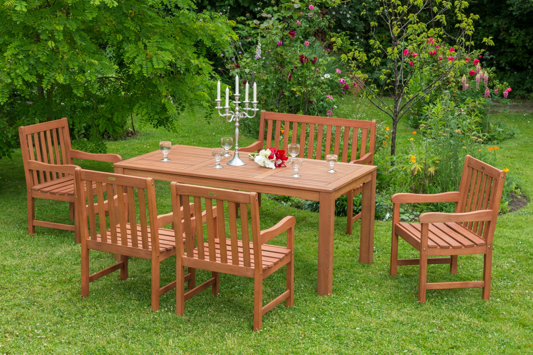 Merxx Santos Set 6tlg. 2er Bank, Tisch 170x90 cm 