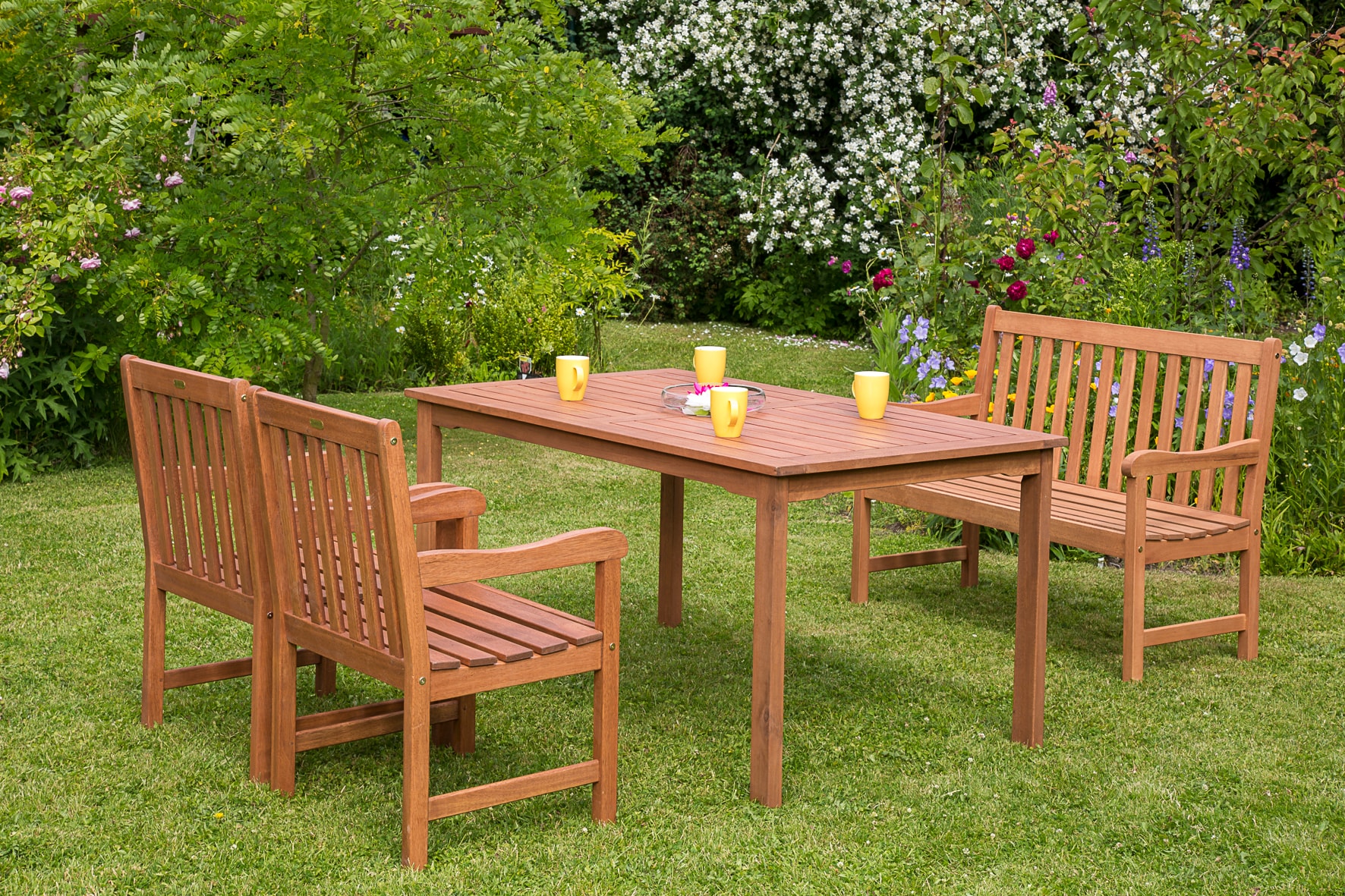 Merxx Santos Set 4tlg. 2er Bank, Tisch 150x90 cm 