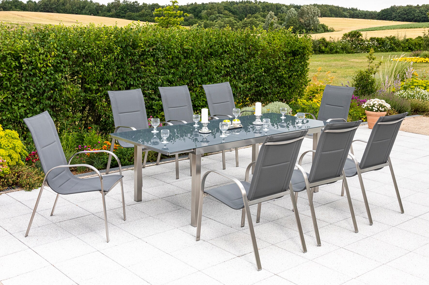 Merxx Lucca Set 9tlg. Ausziehtisch 