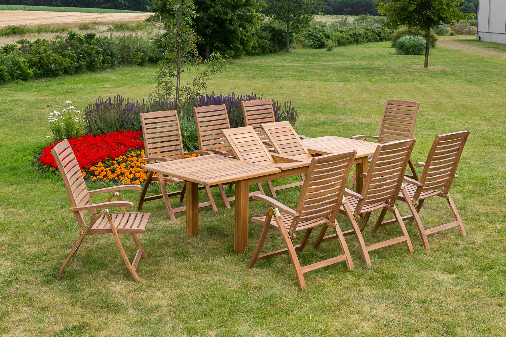 Merxx Gartenm&ouml;belset Parabaiba 9tlg. Doppelausziehtisch 