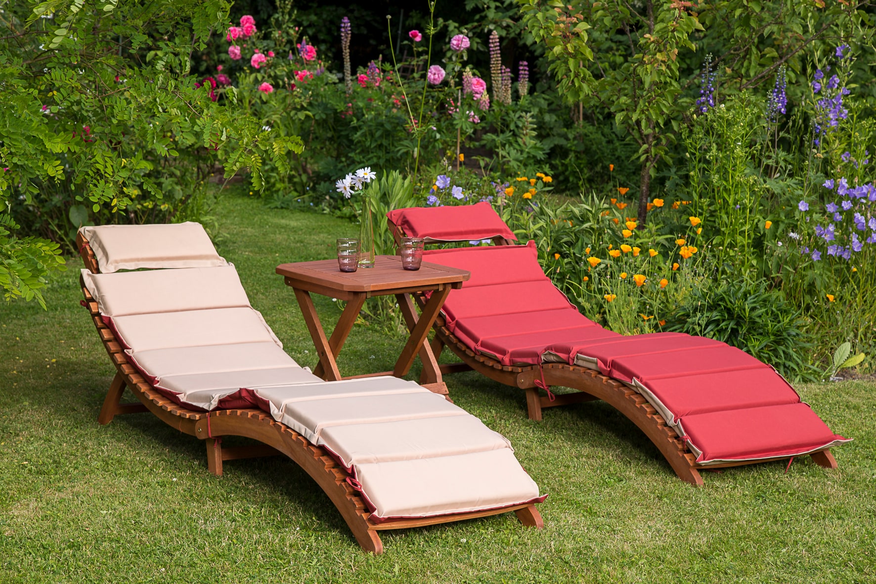 Merxx Set Ipanema 5tlg. 2 Liegen, Wendekissen, 1 Hocker 