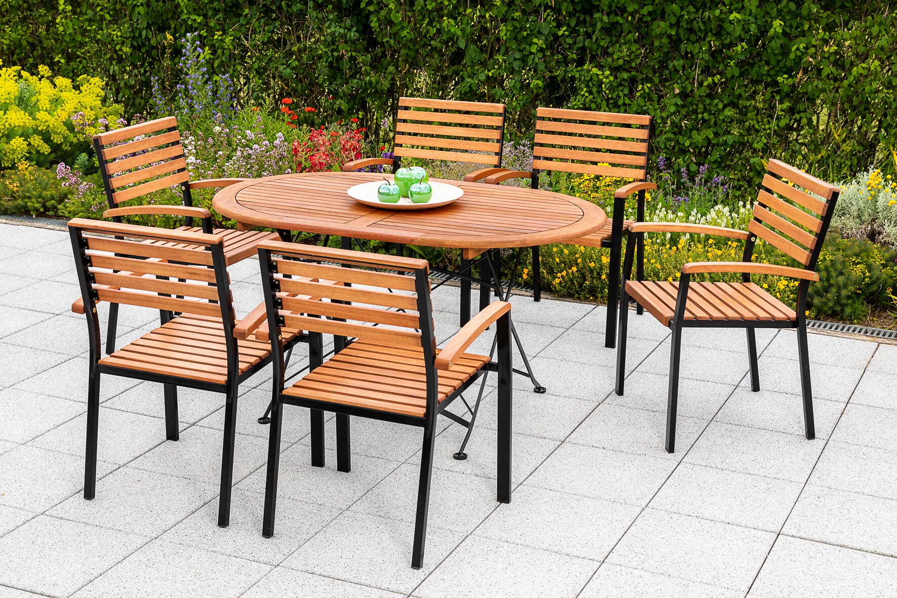 Merxx Schossgarten Set 7tlg. Klapptisch oval 