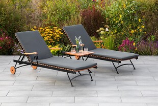 Merxx Schlossgarten Set 3tlg. 2 Sonnenliegen, Klapphocker 