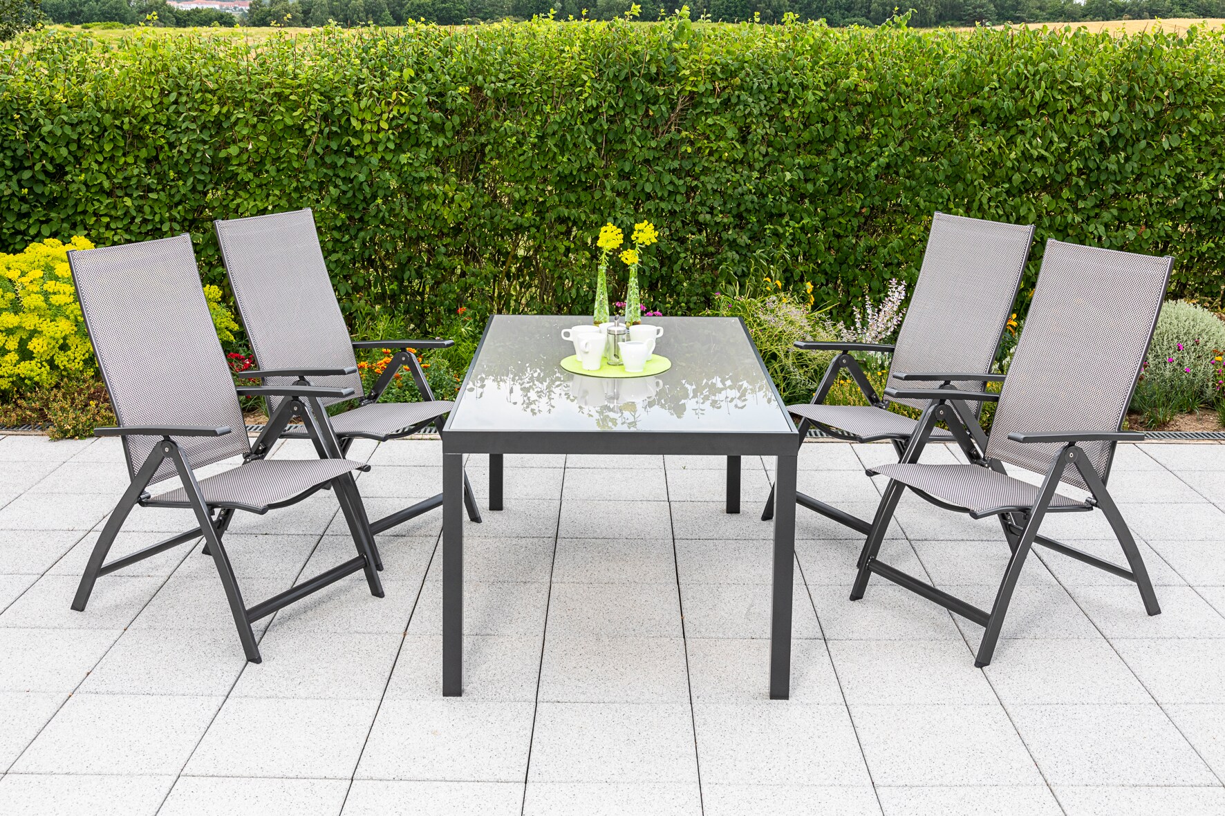 Merxx Vicenza Set 5tlg. graphit/diamantbraun Tisch 150x90 cm 