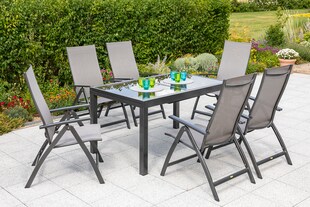 Merxx Vicenza Set 7tlg. Ausziehtisch graphit/diamantbraun 
