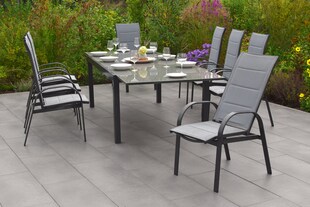 Merxx Gartenmöbel Set 9tlg. "Marini Set" mit Semi-Ausziehtisch und 8 Stühlen 