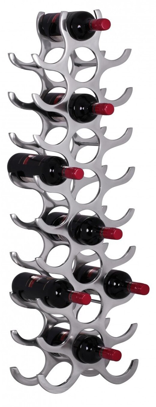 CHILLROI Weinregal Design 98 cm für 27 Flaschen Aluminium Silber