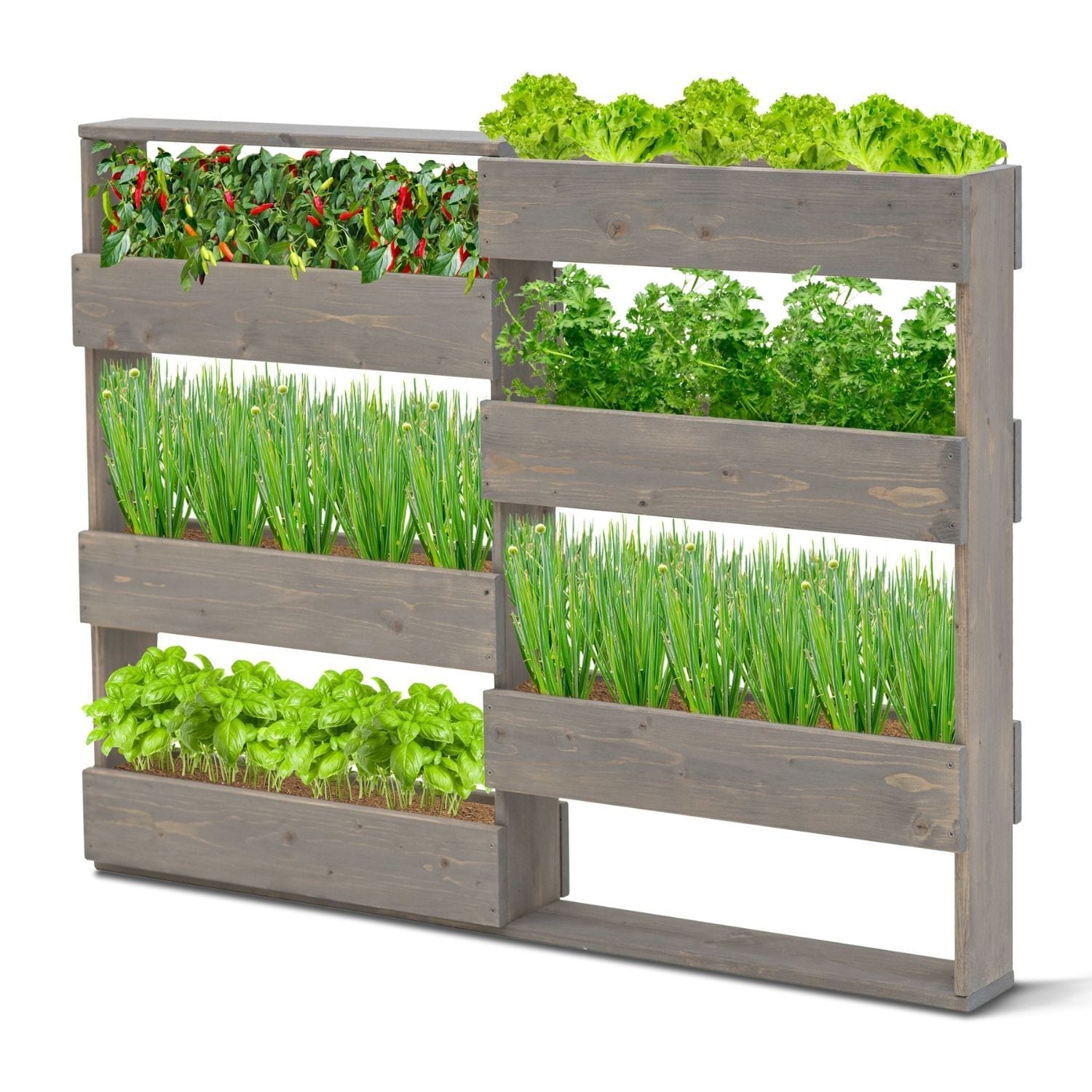 Coemo Vertikalbeet Riga Kr&auml;uterbeet Holz 7 Pflanzk&auml;sten 