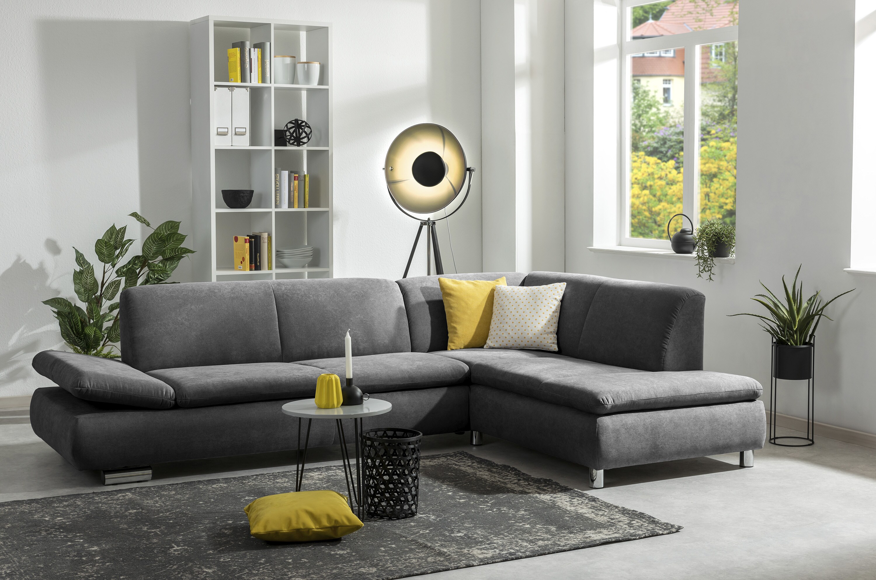 Max Winzer Terrence Sofa 2,5-Sitzer links mit Ecksofa rechts Flachgewebe anthrazit 