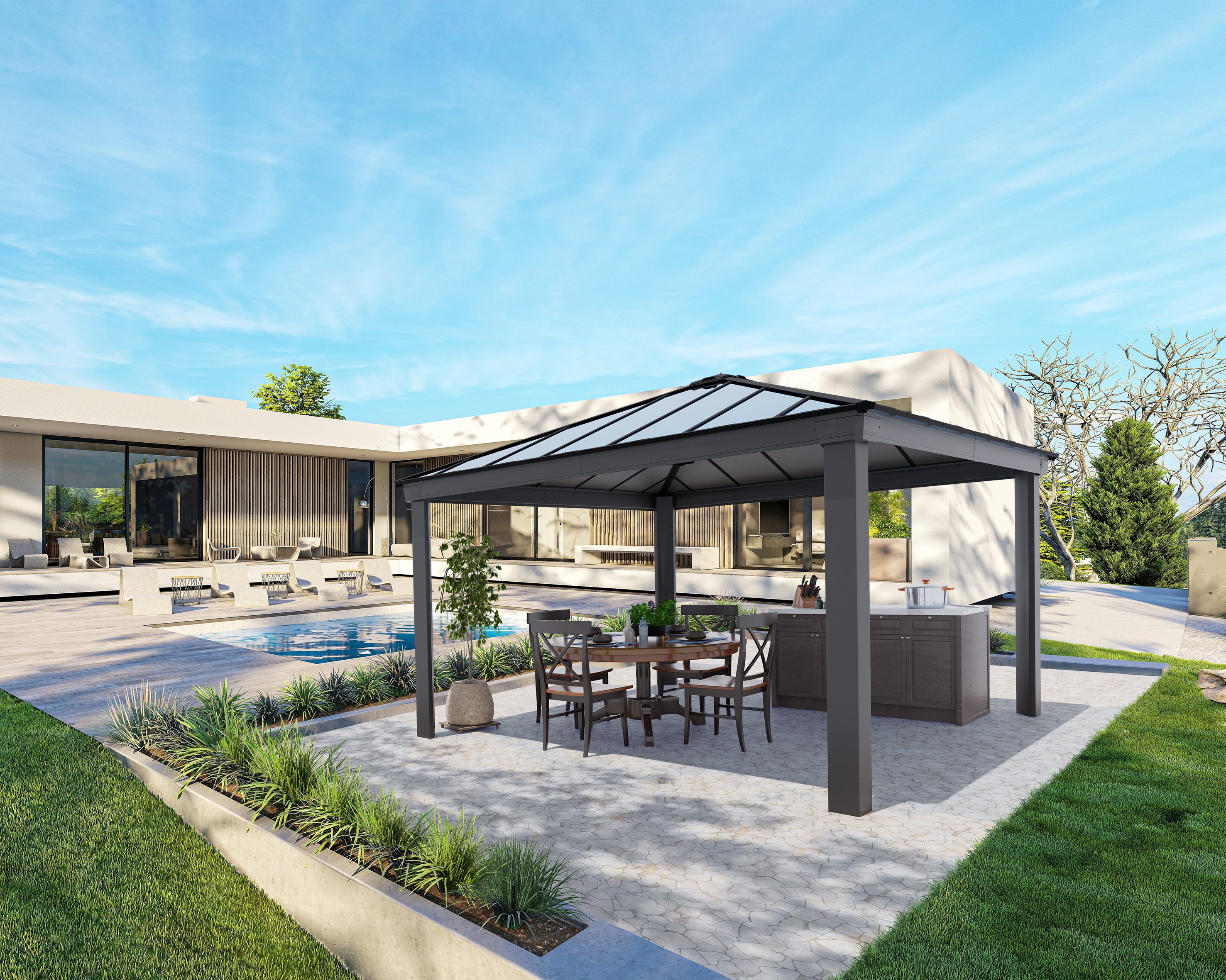 Canopia Dallas 4,3x4,3m Gartenpavillon, anthrazit 