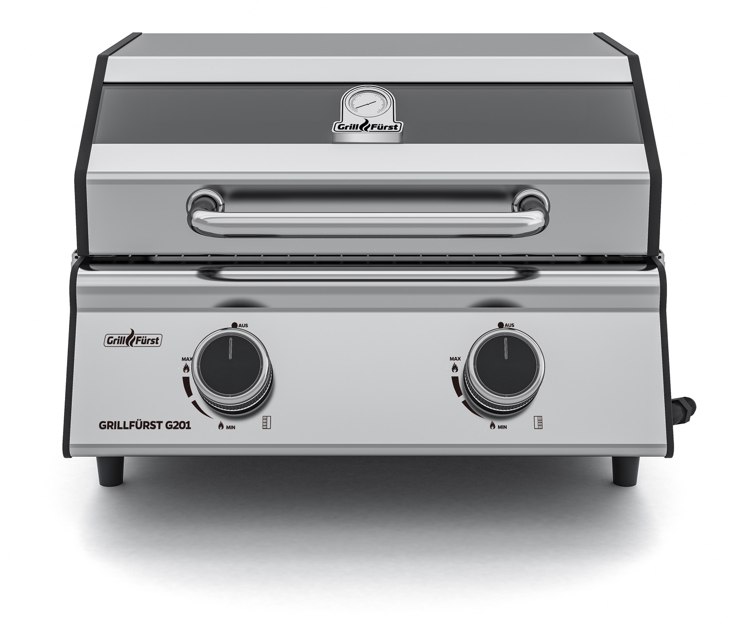Grillf&uuml;rst G201E 2-Brenner Gasgrill portabel v2 - Campinggrill / Balkongrill 50mbar 