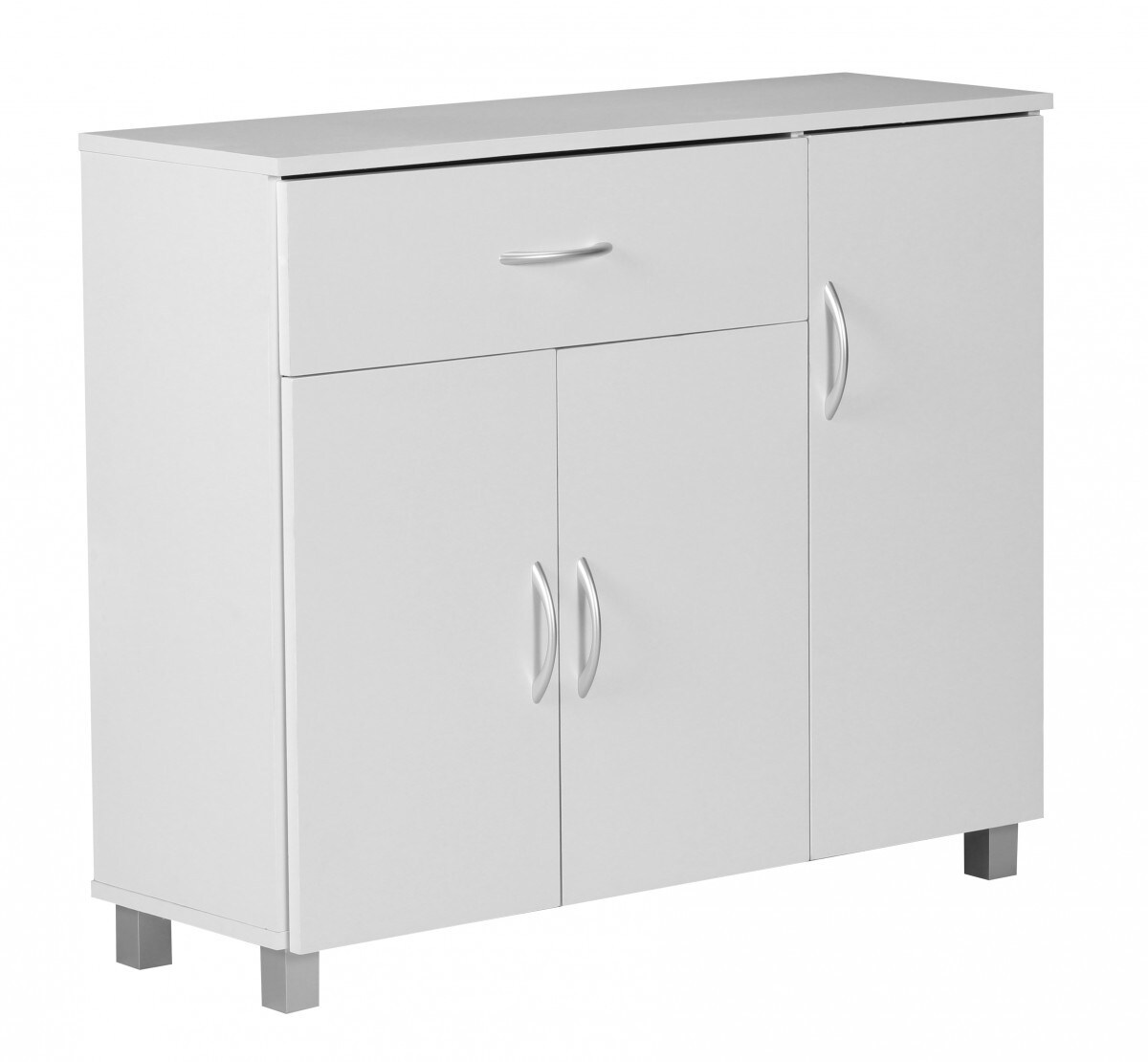 WOHNLING Sideboard Weiss 90 x 75 cm mit 3 T&uuml;ren & 1 Schublade 