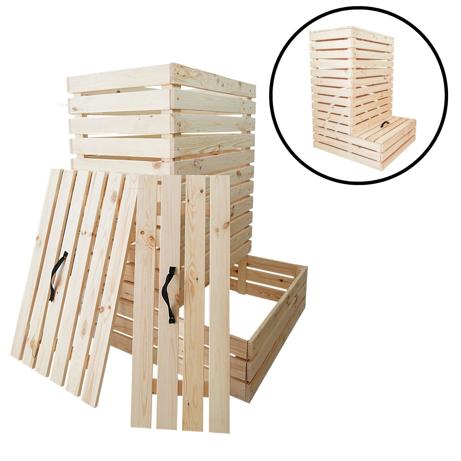 Coemo Komposter Karl mit Deckel Gartenkomposter aus Holz 