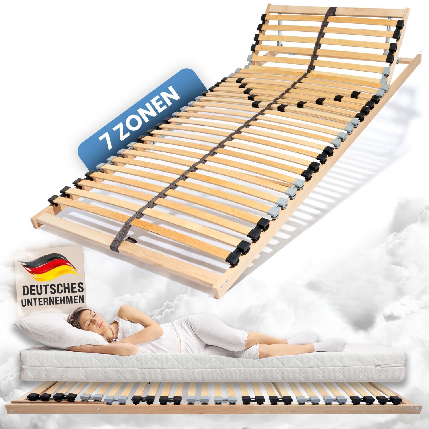 Coemo 7-Zonen Lattenrost ERGO K 100x220 verstellbar Überlänge 32 Leisten