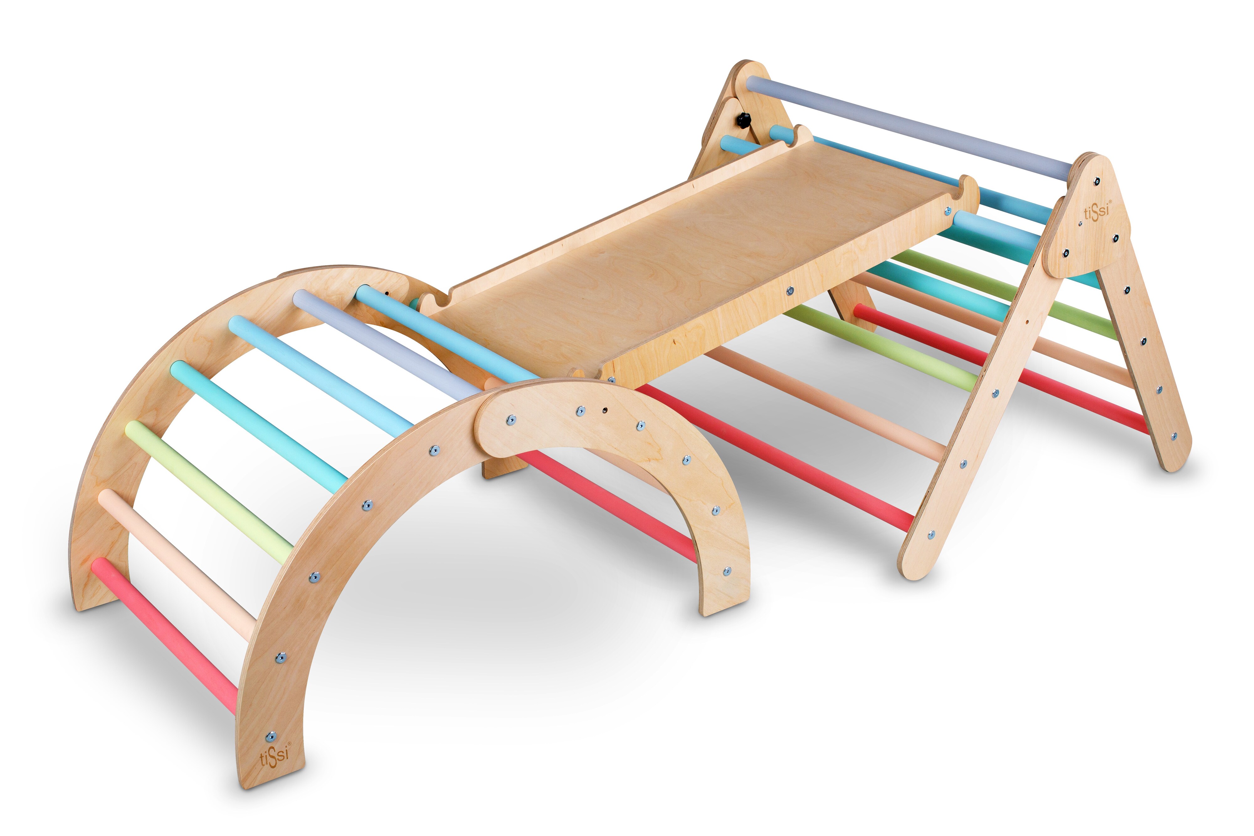 tiSsi&reg; Pikler Set: Kletterdreieck, Rutsche und Kletterbogen 