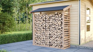 Karibu Kaminholzunterstand L inkl. Dacheindeckung 