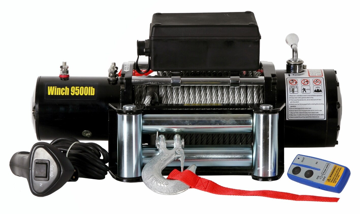 Berger u. Schr&ouml;ter Profi-Seilwinde 12 V, 5900/11800 kg mit Stahlseil 