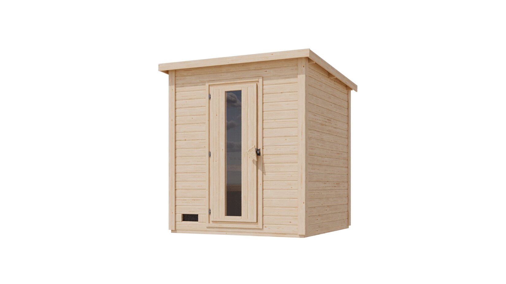 38 mm Saunahaus Melo 2 naturbelassen mit Ofen 9 kW integrierte Strg