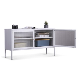 Coemo Sideboard weiß Tokio 115x35x64cm Metall Glastüren 
