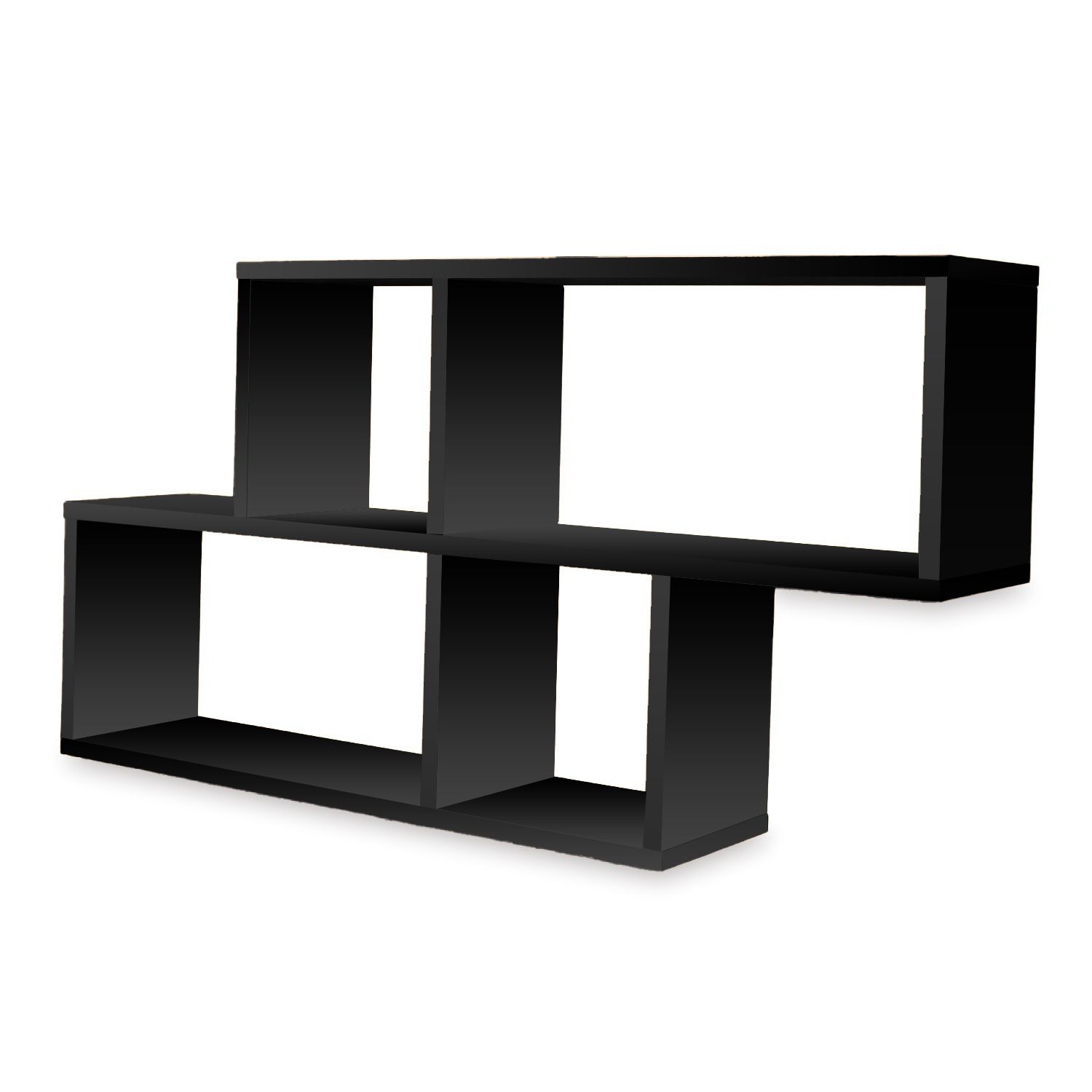 Coemo Wandregal Ernie Schwarz 100x20x53cm Holz MDF 4 F&auml;cher 