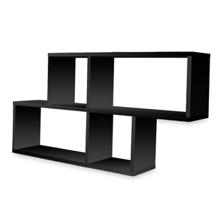 Coemo Wandregal Ernie Schwarz 100x20x53cm Holz MDF 4 Fächer 