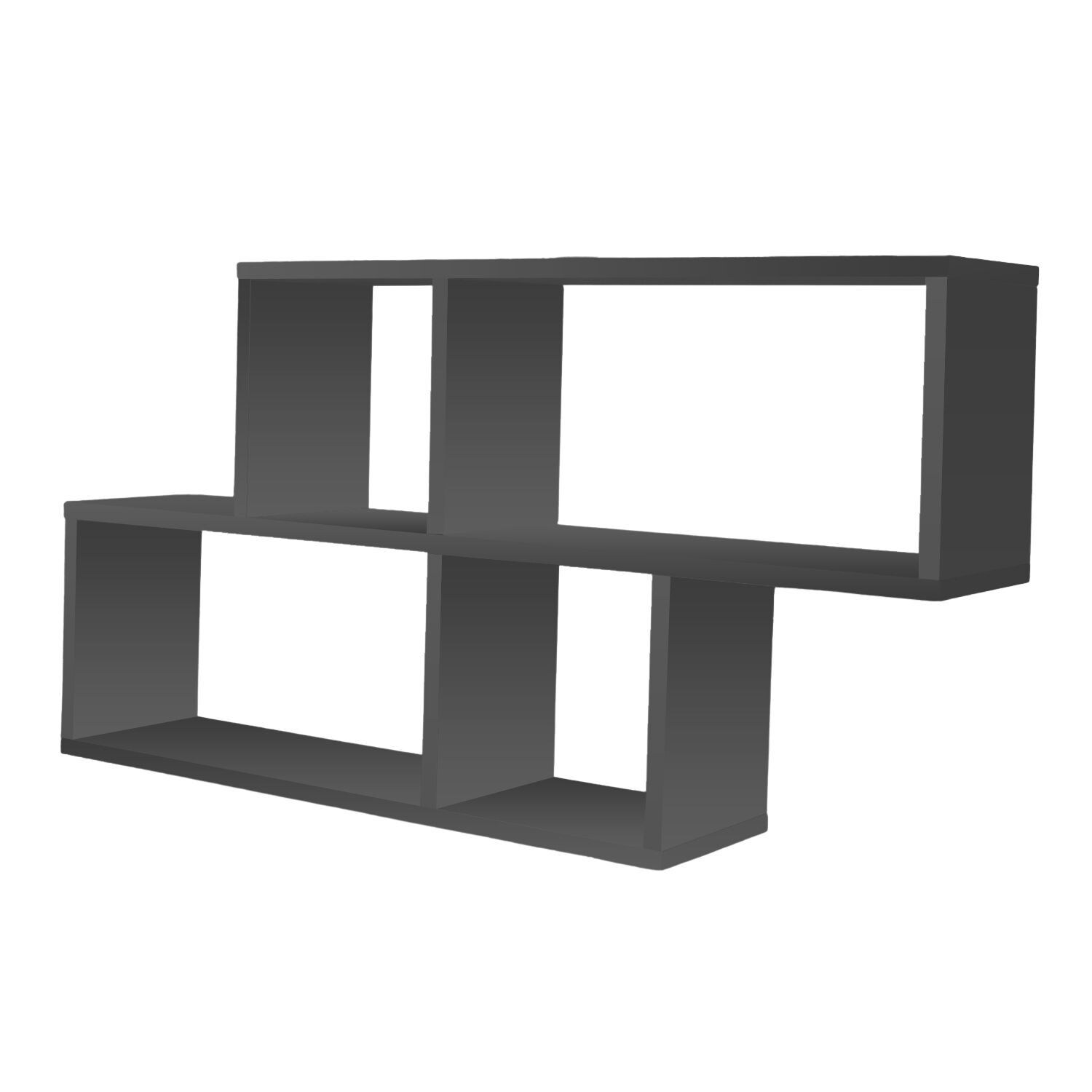 Coemo Wandregal Ernie Anthrazit 100x20x53cm Holz MDF 4 F&auml;cher 