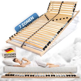 Coemo 7-Zonen Lattenrost ERGO K 80x210 verstellbar Kopfteil Härtegrad verstellbar 30 Leisten 