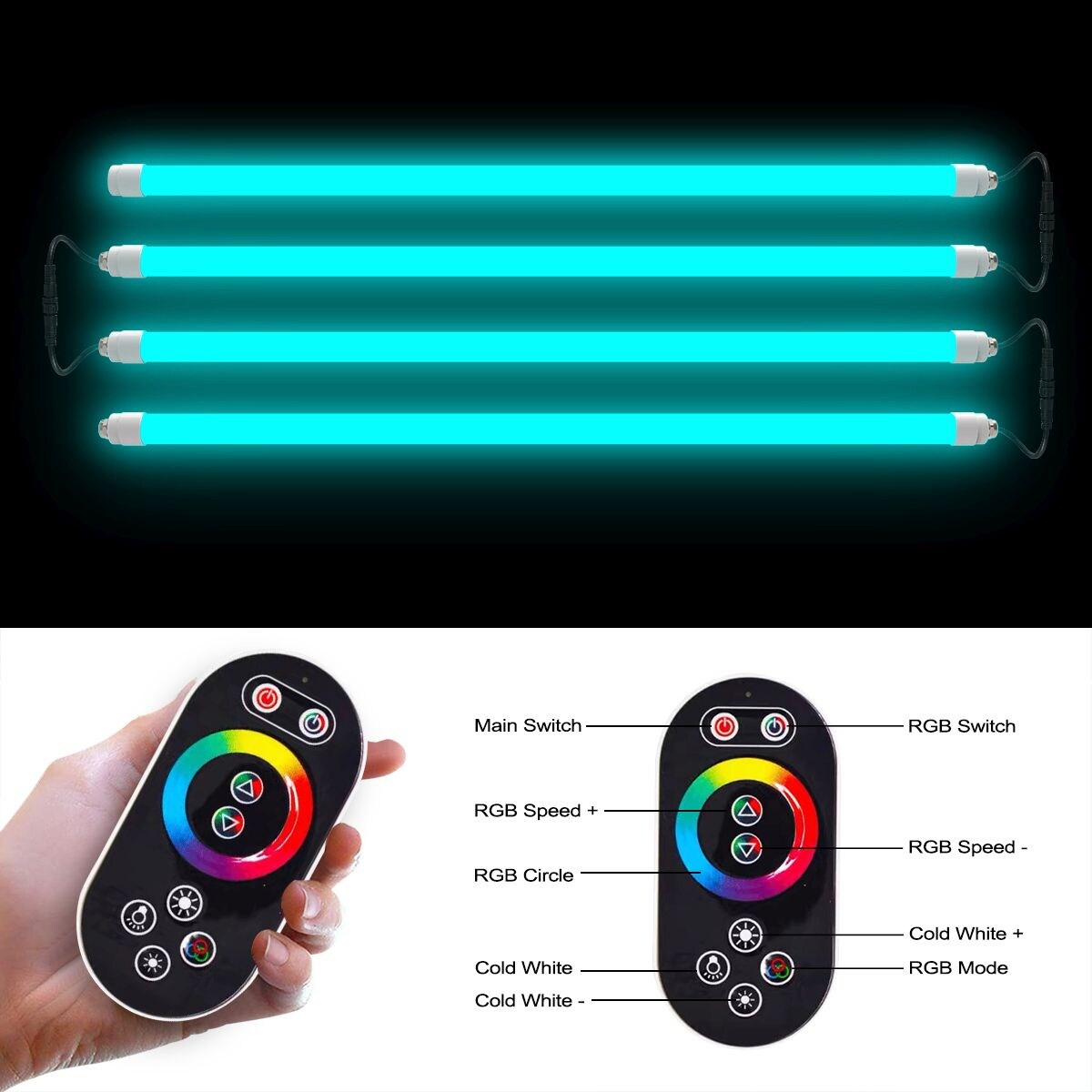 Karibu RGB+W Sauna Leuchten-Set 4 x 750 mm Bankbeleuchtung 
