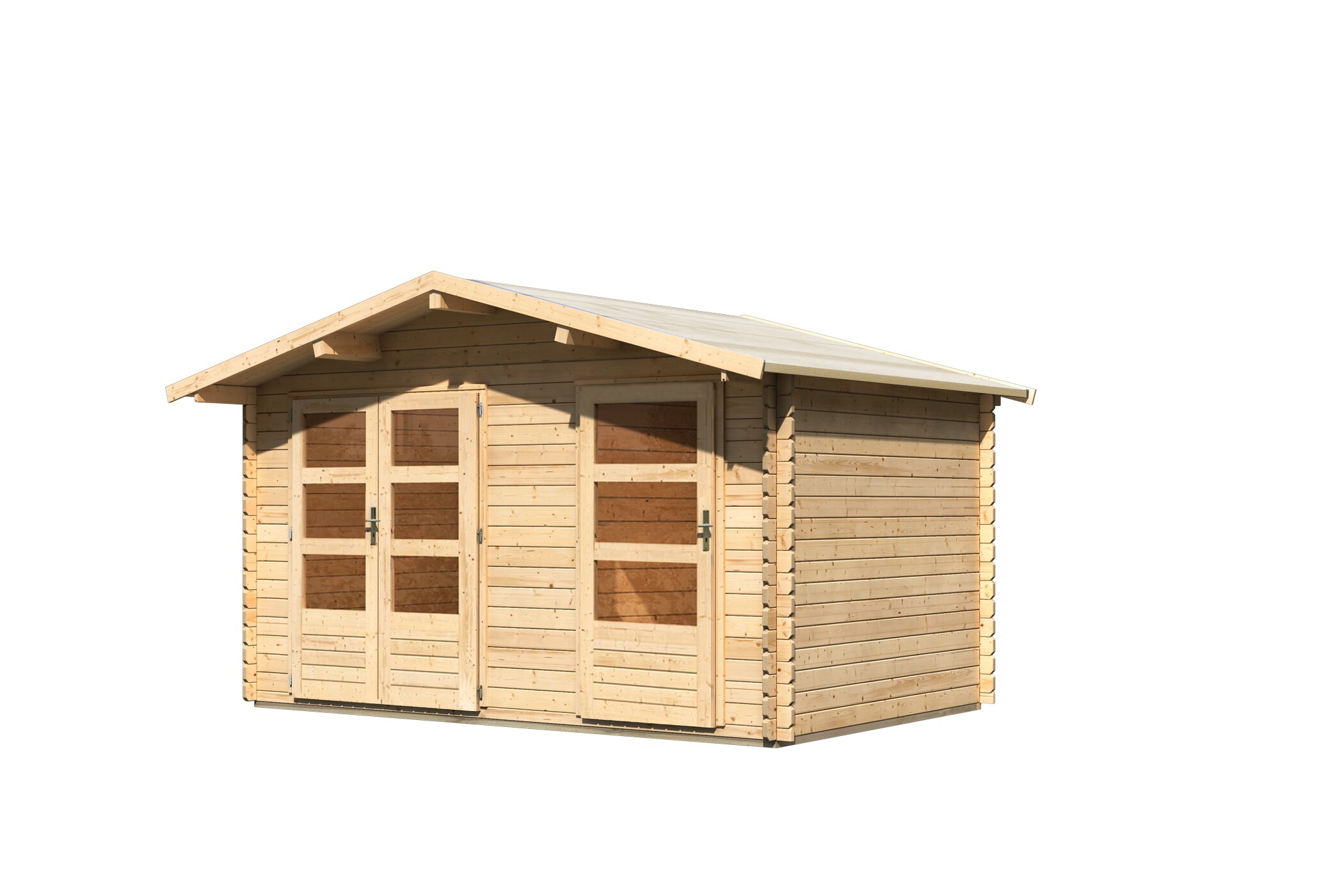 Karibu Blockbohlenhaus Comfort 2 naturbelassen inkl. Fu&szlig;boden und Dacheindeckung 