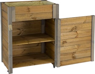 dobar Rollbarer Gartenschrank mit Wolle Abmessungen ca.: 60x40x80 cm natur Eckschutz 