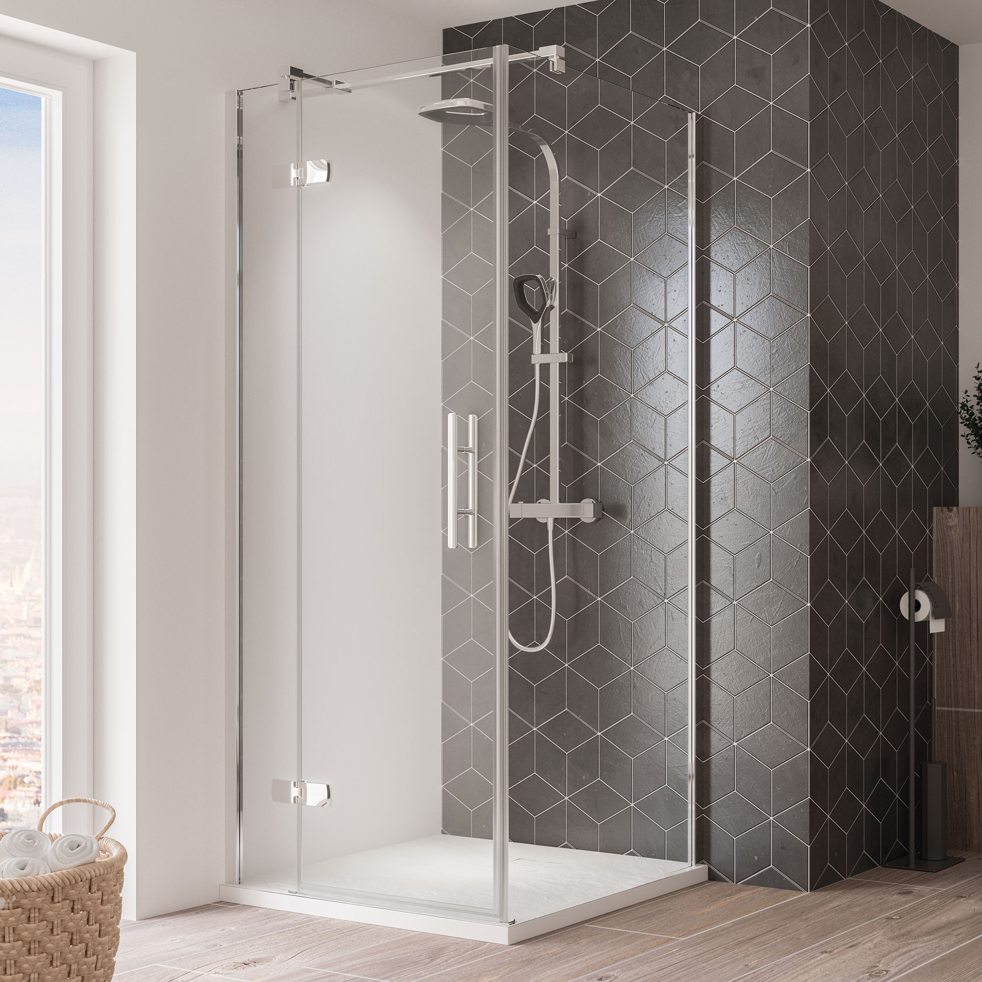 Breuer Avanta Seitenwand 900 alu chromeffekt Klarglas inkl. CER teilgerahmt f&uuml;r Dreht&uuml;r Typ 2172/2173 