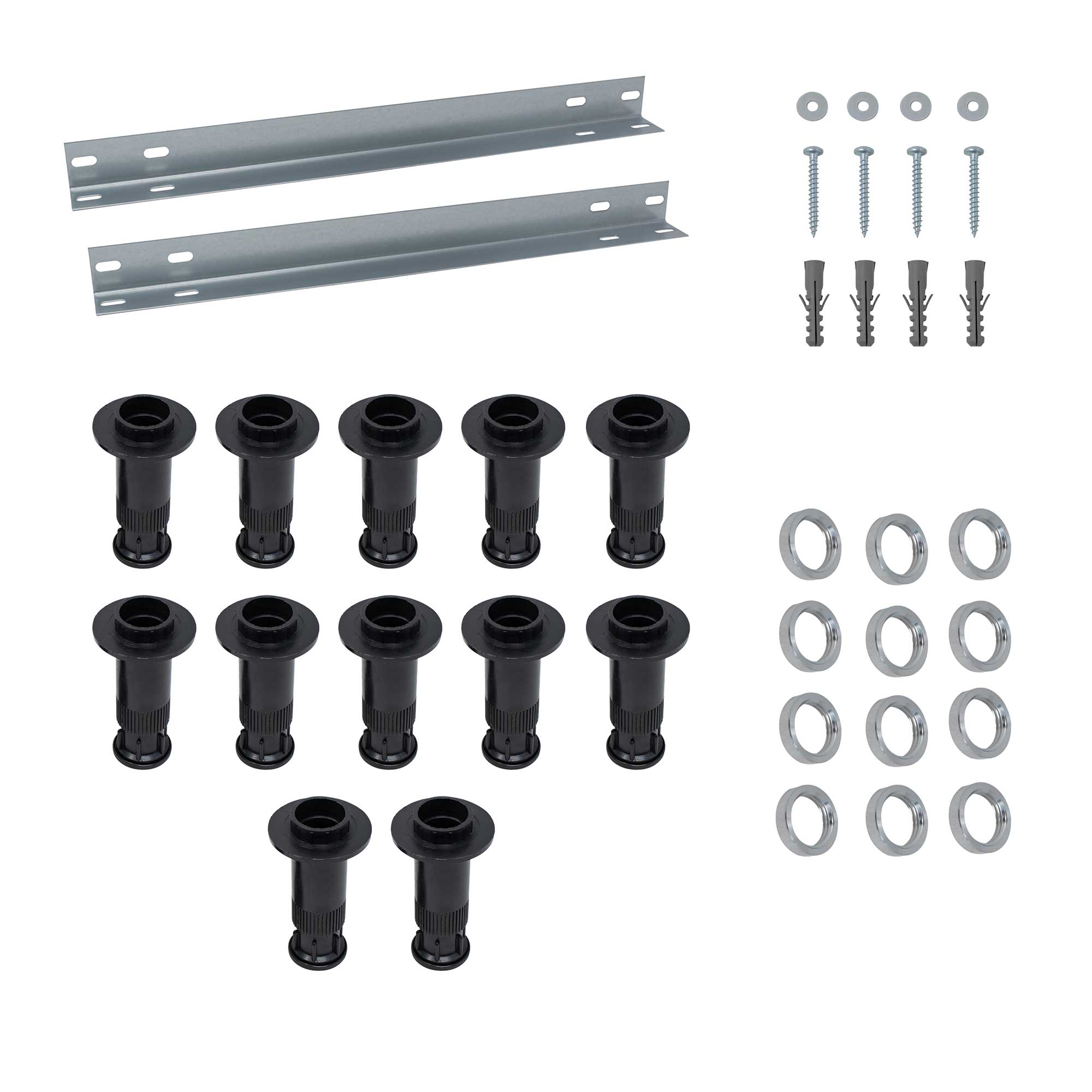 Breuer Wannenf&uuml;sse Set 2 | 15 St&uuml;tzf&uuml;&szlig;e/4 Montageschienen ab 1000 mm 