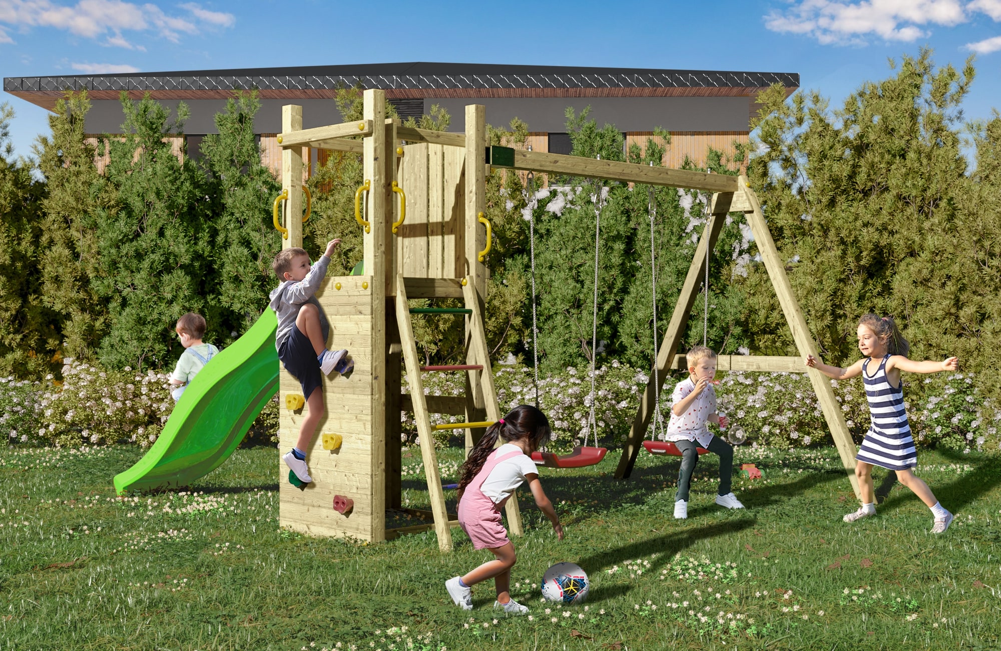 FUNGOO Spielturm FUNNY3 mit Sandkasten Rutsche und versch. Ausf&uuml;hrungen 