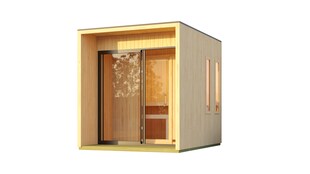 Karibu 73 mm Saunahaus Isidora inkl. Saunaofen mit eingebauter Steuerung 9 kW naturbelassen oder schwarz 
