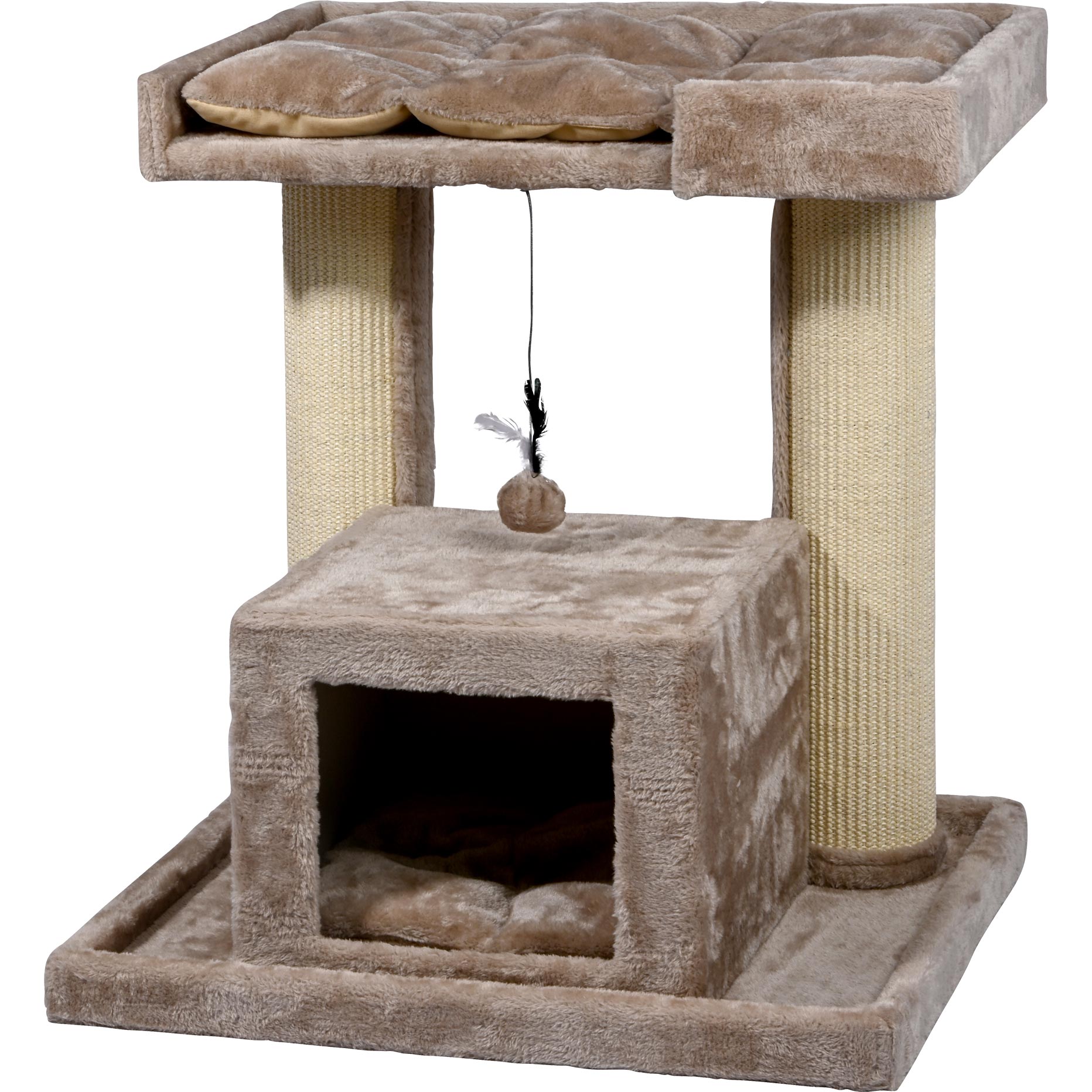 dobar Kratzbaum "Softy" aus Holz, Ma&szlig;e ca.: 60 x 64 x 70 cm - Cappuccino 