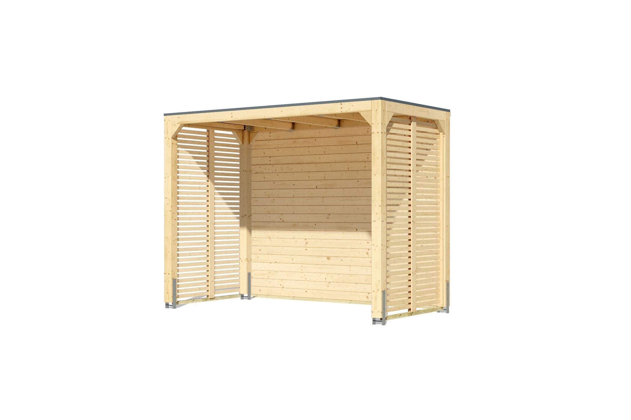 Karibu Promajna small Pavillon halb mit R&uuml;ckwand und 2 Lamellenw&auml;nden 