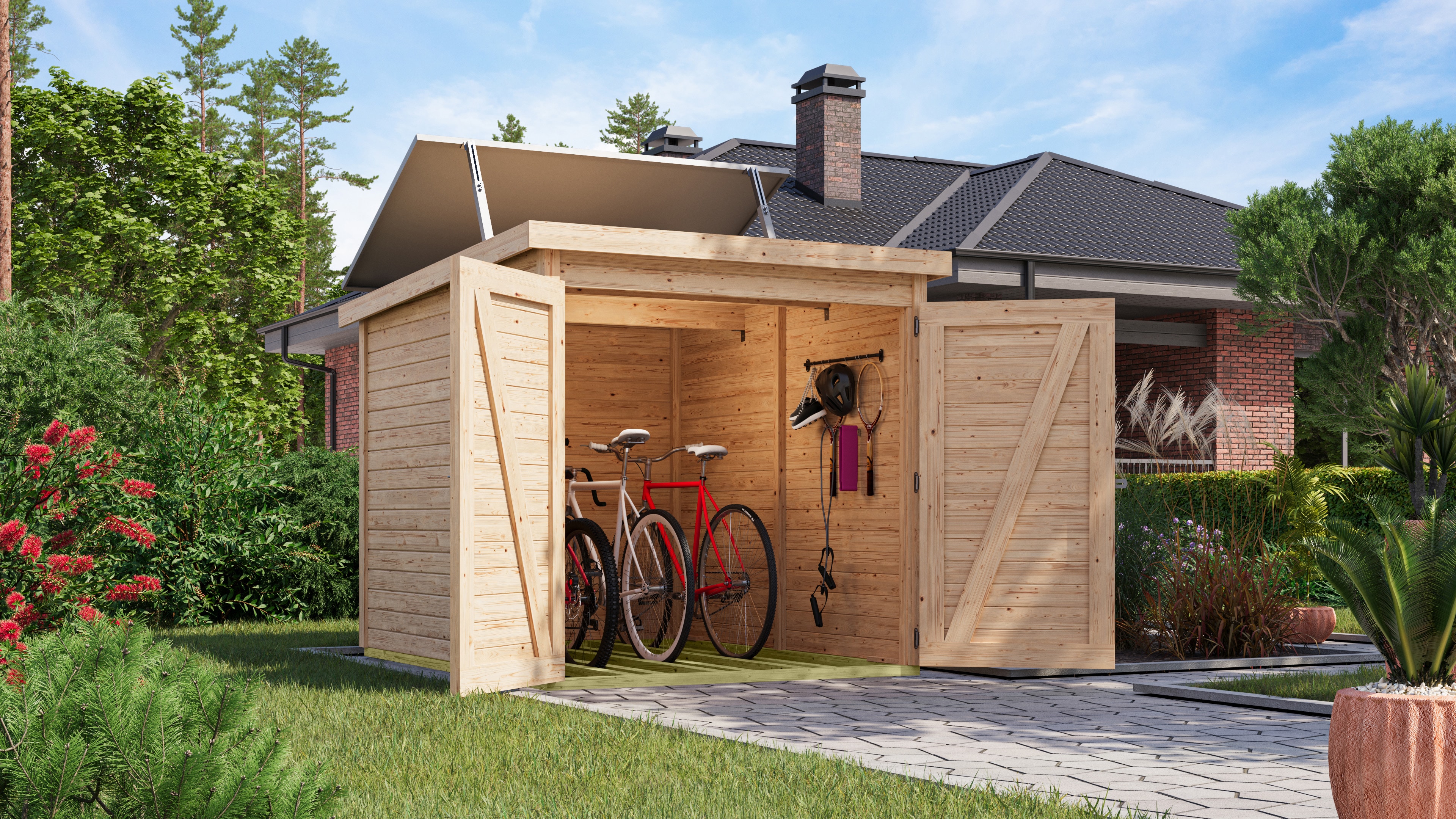 Karibu Fahrradgarage 3 Stellpl&auml;tze mit Solaranlage 