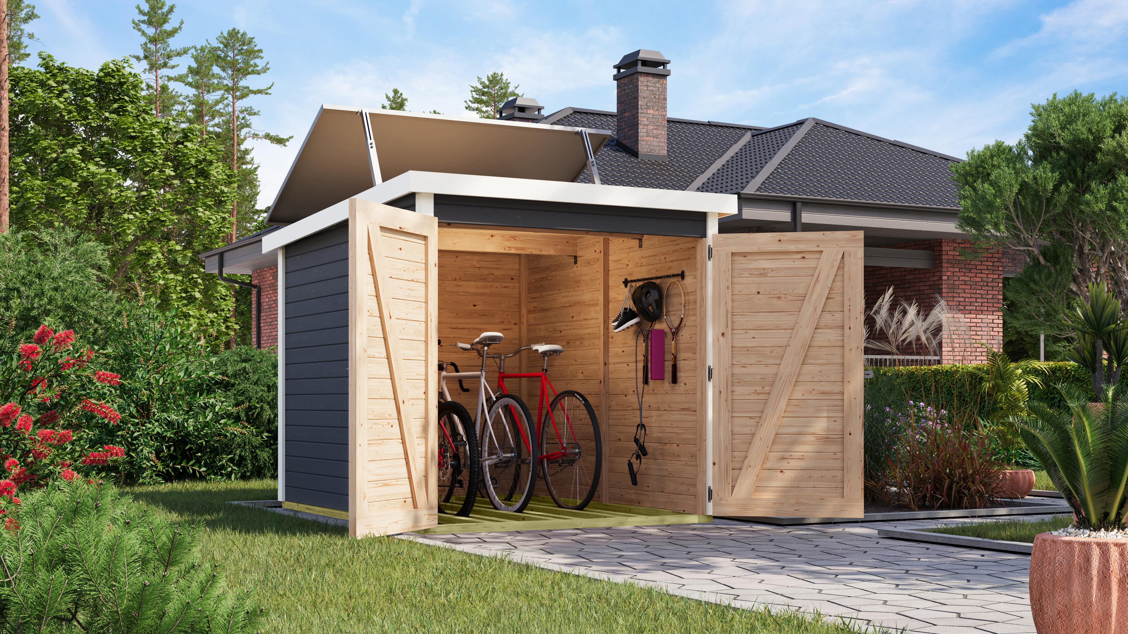 Karibu Fahrradgarage 3 Stellpl&auml;tze mit Solaranlage 