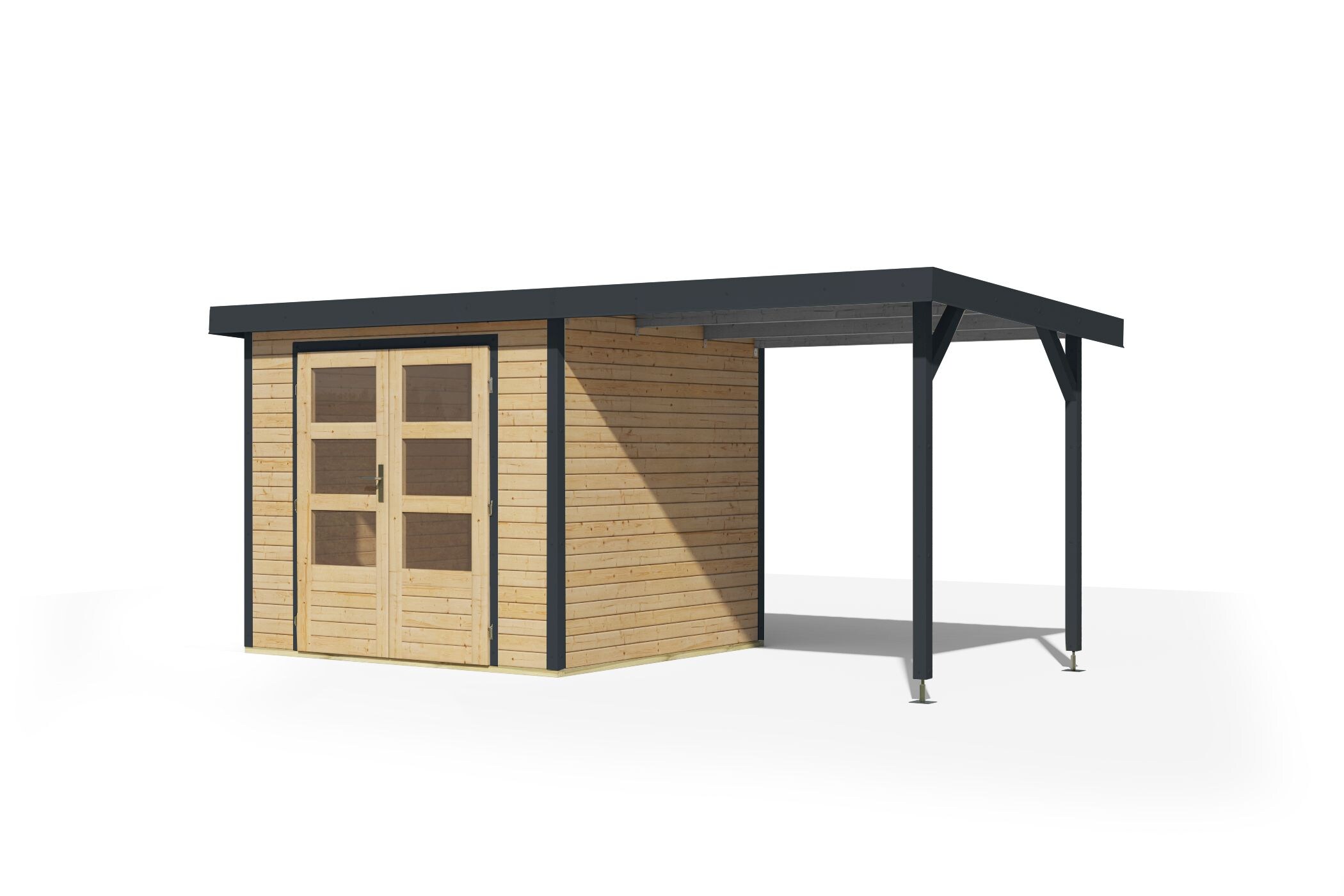 Karibu Gartenhaus Hollywood in versch. Gr&ouml;&szlig;en und Farben, opt. mit Anbaudach 