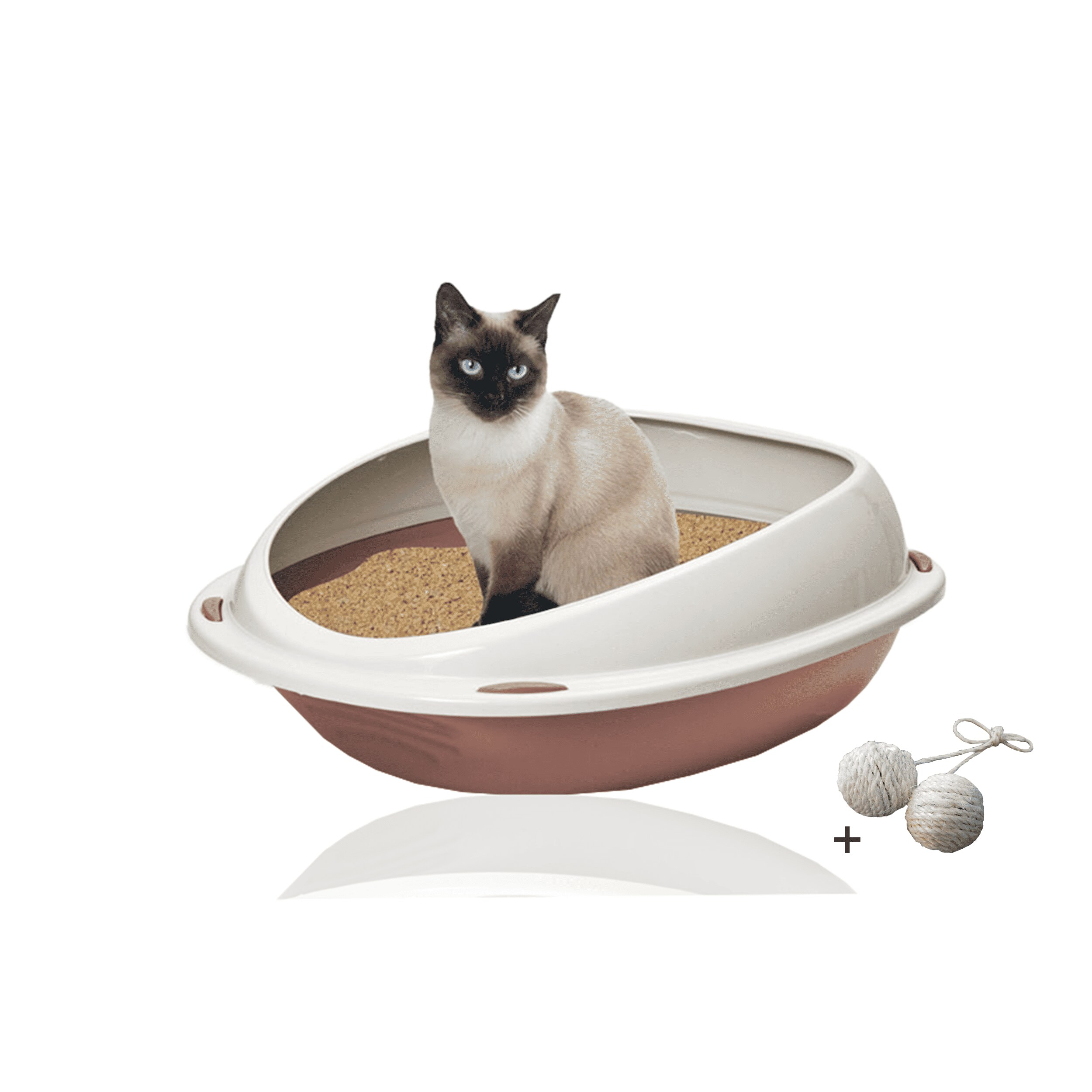 Rohrschneider Katzentoilette Shuttle rosa + Spielkugel 2er-Set 