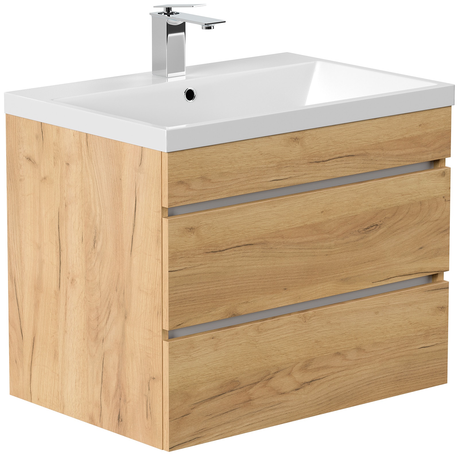 Badm&ouml;bel Fellini 70 SoftClose eiche gold mit grifflosen Schubladen 